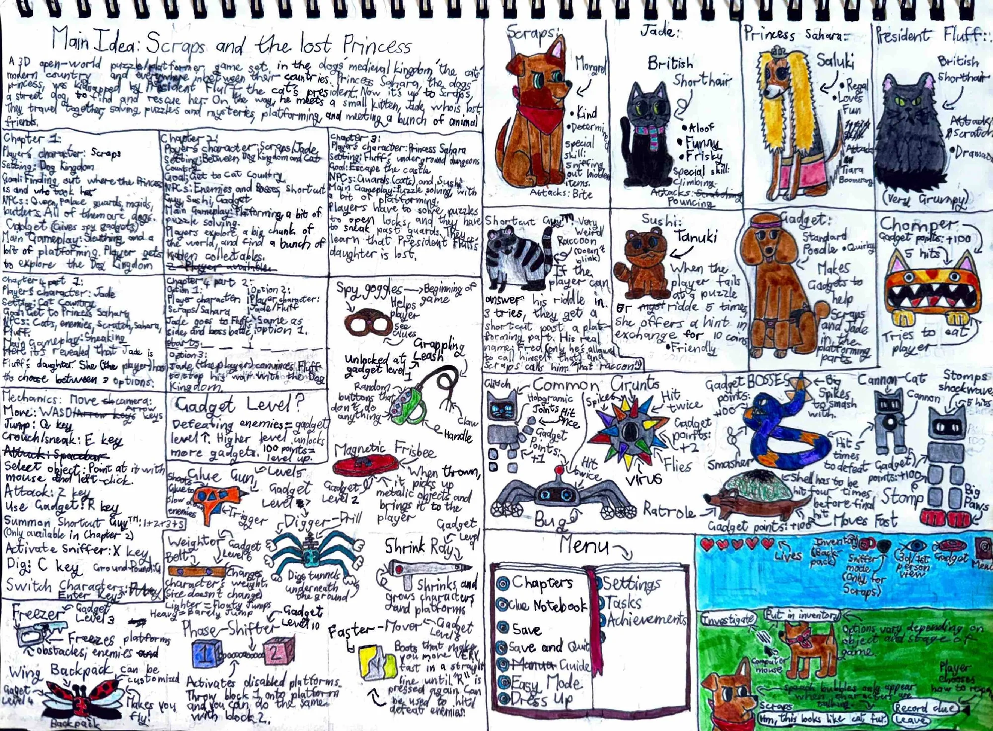 Isabelle's hand-drawn plan for Scraps and the lost Princess